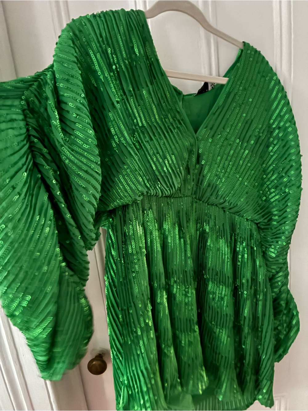 ASOS Emerald Green Sequin V-Neck Mini Dress